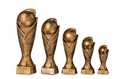 Henecka Fussball-Pokal, Resinfigur Fussball, Bronze, mit Wunschgravur und auswählbarem Sport-Emblem, Größe 27 cm von Henecka