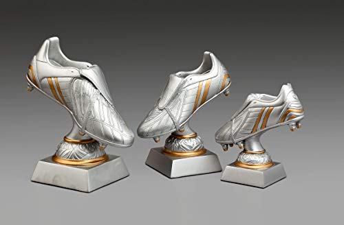 Henecka Fussball-Pokal, Resinfigur Fußballschuh, Silber mit Gold, mit Wunschgravur, Größe 14 cm von Henecka