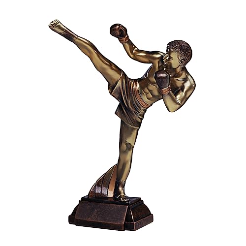 Henecka 🔵 Kickboxen-Pokal • Resinfigur Kickboxen • Broze und Gold • mit Wunschgravur • Größe 38 cm von Henecka