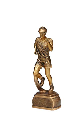 Henecka Leichtathletik-Pokal, Resinfigur Läufer, Bronze, mit Wunschgravur, Größe 16,5 cm von Henecka