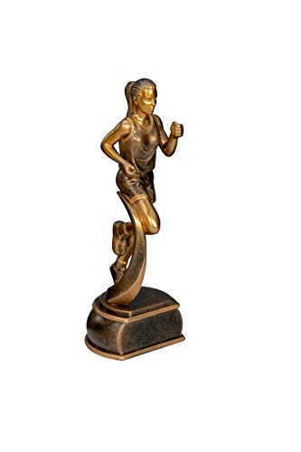 Henecka Leichtathletik-Pokal, Resinfigur Läufer Damen, Bronze, mit Wunschgravur, Größe 16,5 cm von Henecka