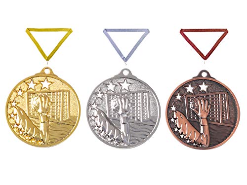 Henecka Medaille Handball, Medaillen mit Wunschgravur, inklusive Halsband, wählbar in Gold, Silber, Bronze, oder als 3er-Serie (Silber) von Henecka
