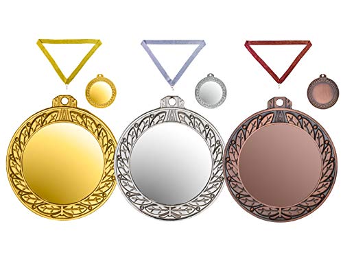 Henecka 🥇 🥈 🥉 Medaillen, Profi Medaillen mit individuellem 50 mm Sport-Jubiläum-Motiv-Emblem & Wunschgravur, inklusive Halsband, wählbar in Gold, Silber, Bronze (Bronze) von Henecka