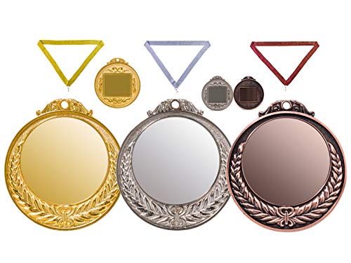 Henecka 🥇 🥈 🥉 Medaillen, beidseitige Medaillen mit individuellem 50 mm Sport-Jubiläum-Motiv-Emblem & Wunschgravur, inklusive Halsband, wählbar in Gold, Silber, Bronze (Gold) von Henecka