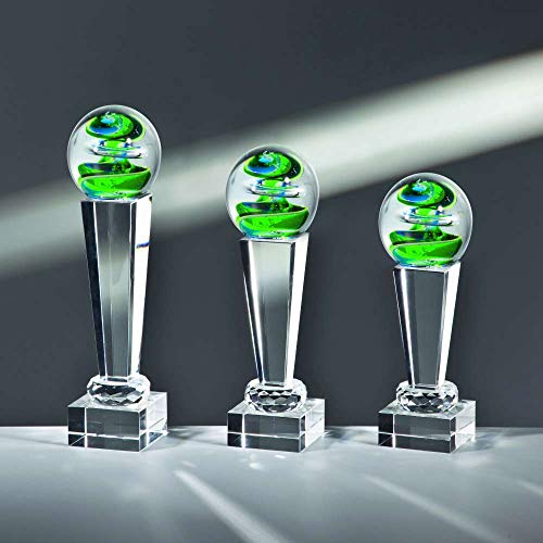 Henecka Noblesse Glas-Trophäe Kugel grün-blau, Kristallglas, mit Wunschgravur, Größe 24,5 cm von Henecka