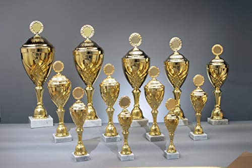 Henecka Pokal Serie Destiny, Gold, mit Wunschgravur und auswählbarem Sport-Emblem, Größe 47,5 cm von Henecka