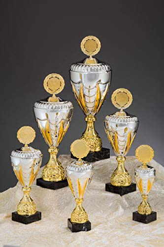 Henecka Pokal Serie Nicole, Gold-Silber, mit Wunschgravur und auswählbarem Sport-Emblem, Größe 44,4 cm von Henecka