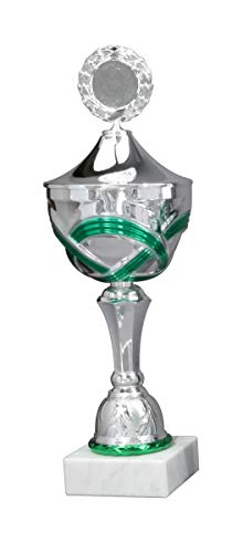 Henecka Pokal Serie Olivia, Silber-grün, mit Wunschgravur und auswählbarem Sport-Emblem, Größe 49,5 cm von Henecka