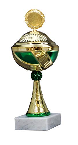 Henecka Pokal Serie Piroschka, Gold-grün, mit Wunschgravur und auswählbarem Sport-Emblem, Größe 26,4 cm von Henecka