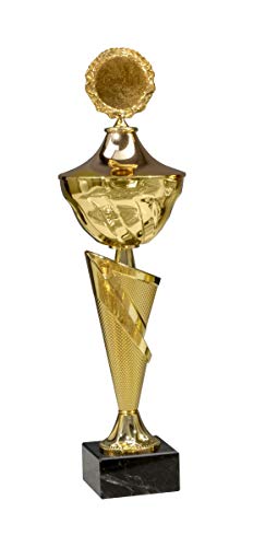 Henecka Pokal Serie Smilla, Gold, mit Wunschgravur und auswählbarem Sport-Emblem, Größe 40 cm von Henecka