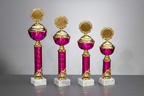 Henecka Pokal Serie Viola, pink-Gold, mit Wunschgravur und auswählbarem Sport-Emblem, Größe 36 cm von Henecka