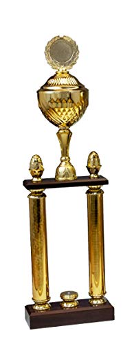 Henecka 🔵 Säulenpokal Serie Dakota Gold · mit Wunschgravur und auswählbarem Sport-Emblem · Größe 65,5 cm von Henecka