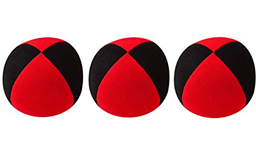 Jonglierball 3 Set Beanbag Superior (Velours) 67mm, schwarz-rot von Henrys