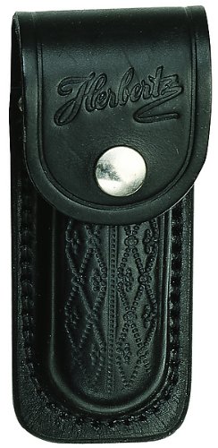 Herbertz Messer-Etui, schwarzes Leder mit Prägemuster, Gürtelschlaufe, für Messer mit 13 cm Heftlänge von Herbertz