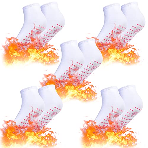 Herefun Selbsterwärmende Socken, 5 Paar Fußwärmer Socken, Winter Thermosocken Beheizbare Socken, Beheizte Socken (weiß) von Herefun