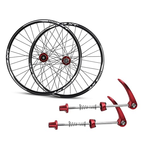 Mountainbike-Laufradsatz 24-Zoll-Scheibenbremse BMX MTB-Räder Fahrradfelge 32H Schnellspannnabe für 7 8 9 10 11-Gang-Kassette (Farbe: Rot, Größe: 24 Zoll) von HerfsT