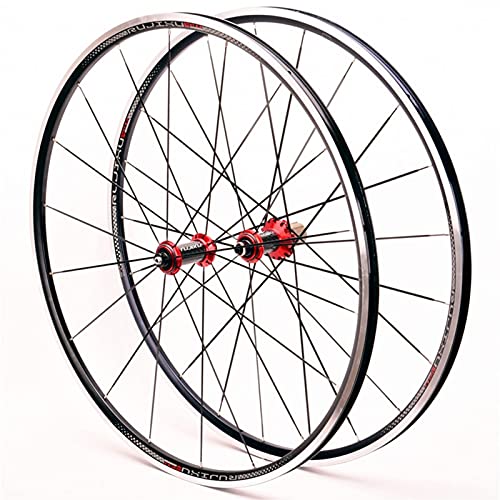 Rennrad-Radsatz, 700c, Carbon-Nabenfelge/V-Bremse, Schnellspanner für 7-, 8-, 9-, 10- und 11-Gang-Kassette, 1548 g, Cruiser-Fahrradräder (Farbe: Red Hud, Größe: 700C) von HerfsT