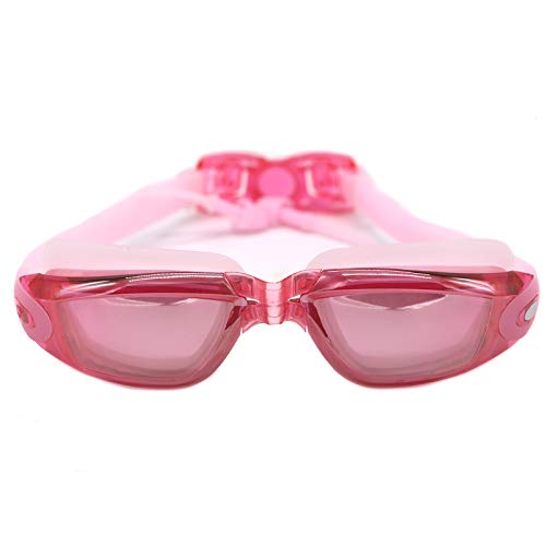 Hersvin Kurzsichtig Schwimmbrillen (0 bis -800) Kurzsichtigkeit UV400 Anti-UV Anti Nebel Sehstärke Schutzbrille mit Abnehmbare Nasenbrücke für Erwachsene Männer Frauen Kinder (Rosa, 0) von Hersvin