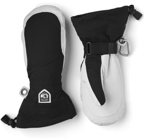 Hestra Heli Ski-Handschuh für Damen, klassischer Schneehandschuh aus Leder zum Skifahren, Snowboarden und Bergsteigen (Damen-Passform), Schwarz/Offwhite, 9 von HESTRA