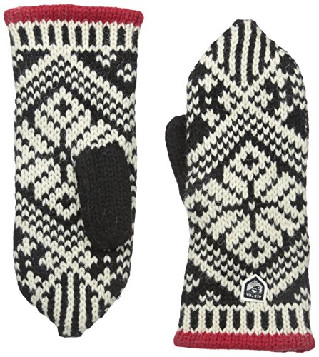 Hestra Unisex Nordic Wool Mitt Isolierte Fäustlinge für kaltes Wetter und den täglichen Gebrauch, Schwarz/Offwhite, Größe 7 von HESTRA