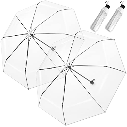 Hestya 2 Packung Klare Taschenschirme Sturmfeste Reise Regenschirme Transparente Hochzeitsschirme Durchsichtige Regenschirme Schirme für Braut und Bräutigam Fotograf von Hestya
