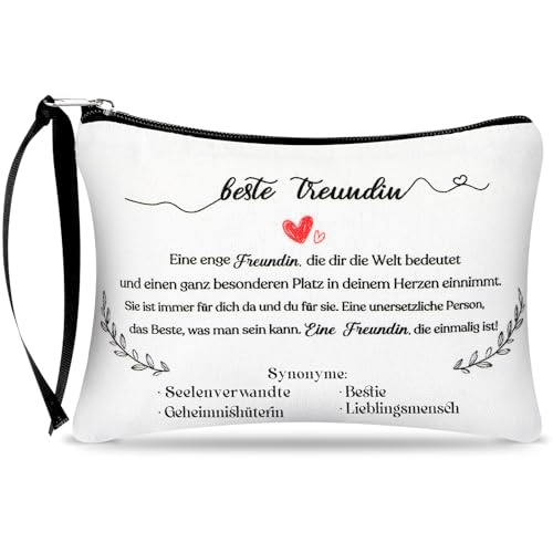 Hestya Geschenk für Frauen Kleine Kosmetiktasche Tragbarer Kulturbeutel Make up Tasche mit Reißverschluss Kleine Schminktasche für Schwester Beste Freundin Mädchen Geburtstag (Beste Freundin) von Hestya