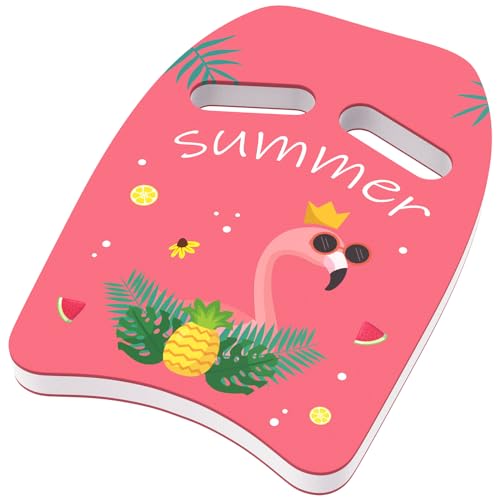 HeySplash Schwimmbrett Kinder Schwimmhilfe Schwimmen Kickboard mit Griffen und Cartoon Muster, Schwimmbrett Kinder ab 3-6 Schwimmboard Schwimmtraining Schwimmen Lernen Schwimmstils, Magenta Flamingo von HeySplash