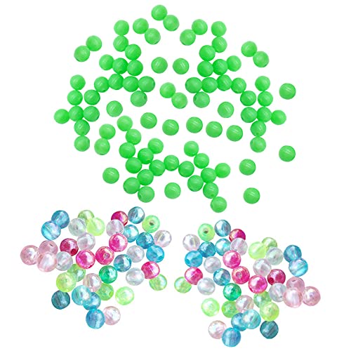 Hezhou 200 Stück Kunststoff Perlglanz-Angelperlen 6mm 7.8mm rund Kunststoff Farbe Luminous Glow Angeln Perlen weiche Gummi-Perlen zum Karpfenangeln, Ultraleicht, Bohnen, Posen-Rig-Zubehör (1#) von Hezhou