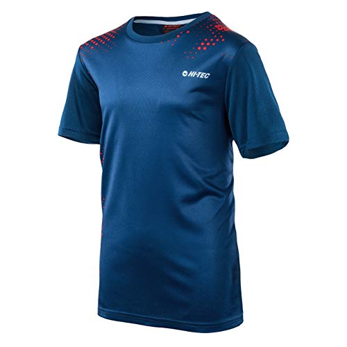Hi-Tec Jungen DASMI JR Funktions T-Shirt, Poseidon/High Risk Red/Sterling Blue, 164 von Hi-Tec
