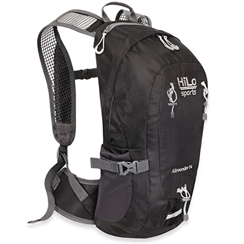 HiLo sports Radrucksack Allrounder 14 Liter - Fahrradrucksack mit Rücken Ventilationssystem - Wasserabweisender MTB Rucksack Sport - Tages Rucksack (schwarz) von HiLo sports