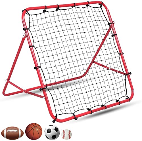 Hibtn Fußball Rebound Netz Rebounder Faltbar Sports Prellwand aus Stahlrahmen Rot von Hibtn