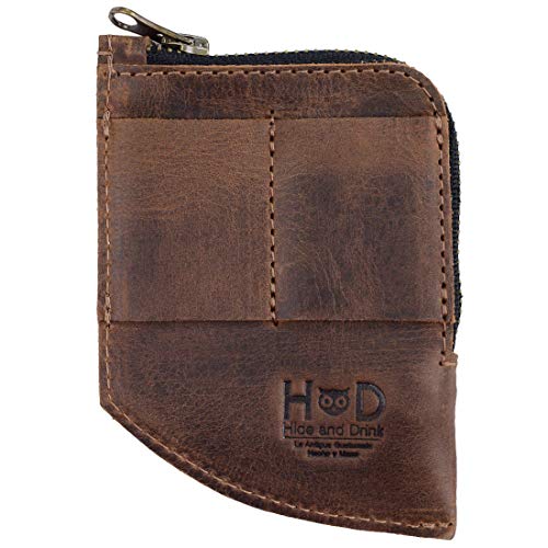 Hide & Drink, EDC Pocket Wallet Handmade from Full Grain Leather, Storage Case for Cash, Zippered Organizer, Card Holder, Travel Accessory, Bourbon Brown, Bourbon Brown, Klassisch von Hide & Drink