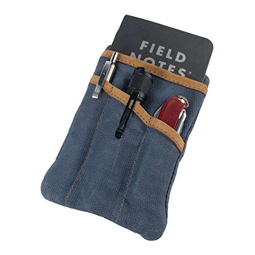 Hide & Drink, Multi-Tool Pocket Pouch, Compact Multipurpose EDC-Zippered Bag, Mini Camping Tool Case, Waxed Canvas, Knife Holster, Handmade Slim Organizer, Blue Mar/Old Tobacco von Hide & Drink