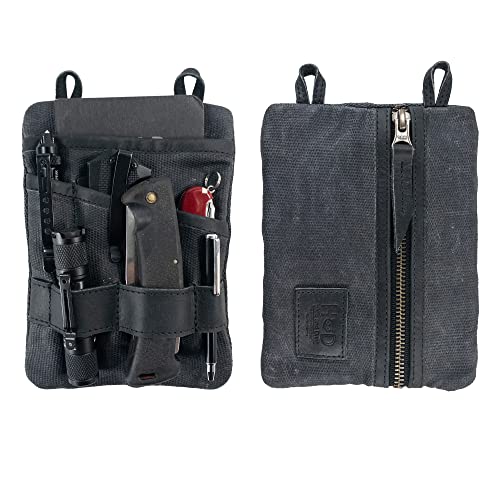 Hide & Drink, Multitool Pocket Pouch XL, strapazierfähige Tasche für Wechselgeld, handgefertigt (Charcoal Black) von Hide & Drink