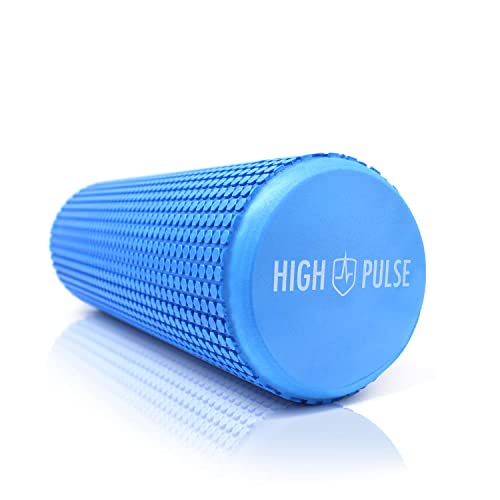 High Pulse® Faszienrolle | Pilates Rolle inkl. Fitnessband + Gratis Übungsposter – Multifunktionale Schaumstoffrolle ideal für Muskelkräftigung & Massage der Faszien (Blau | 43 cm) von High Pulse