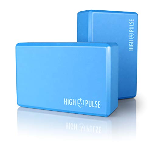 High Pulse® Yoga Block 2er Set (Hartschaum, blau) – Hochwertige Yogablöcke aus Schaumstoff als praktisches Zubehör und Hilfsmittel für Übungen, die eine hohe Flexibilität erfordern von High Pulse