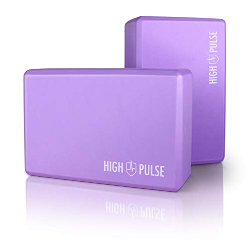High Pulse® Yoga Block 2er Set (Hartschaum, lila) – Hochwertige Yogablöcke aus Schaumstoff als praktisches Zubehör und Hilfsmittel für Übungen, die eine hohe Flexibilität erfordern von High Pulse