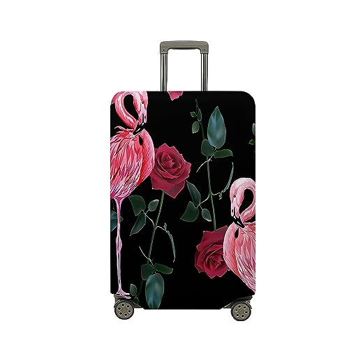 Highdi 3D Flamingo Kofferhülle, Elastisch Reise Kofferschutzhülle Reisekoffer Koffer Schutzhülle, Kofferhülle Kofferschutzhülle mit Reißverschluss, Kofferschutz (schwarz,M (22-24 Zoll)) von Highdi