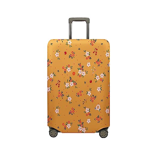 Highdi 3D Floraler pastoraler Stil Kofferhülle, Elastisch Reise Kofferschutzhülle Reisekoffer Koffer Schutzhülle, Kofferhülle Kofferschutzhülle mit Reißverschluss (gelb,S (18-20 Zoll)) von Highdi