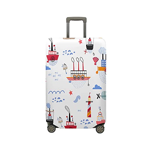 Highdi 3D Kofferhülle, Elastisch Reise Kofferschutzhülle Reisekoffer Koffer Schutzhülle, Kofferhülle Kofferschutzhülle mit Reißverschluss, Kofferschutz (Weiß,L (26-28 Zoll)) von Highdi