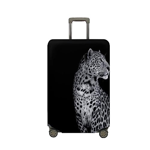 Highdi 3D Leopard Kofferhülle, Elastisch Reise Kofferschutzhülle Reisekoffer Koffer Schutzhülle, Kofferhülle Kofferschutzhülle mit Reißverschluss, Kratzfest Kofferschutz (Schwarz,XL (29-32 Zoll)) von Highdi