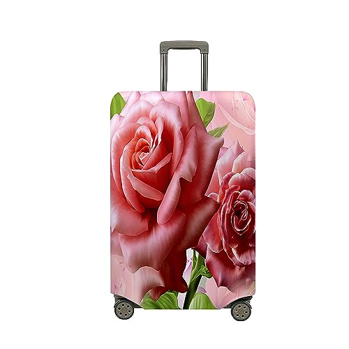 Highdi 3D Rosendruck Kofferschutzhülle, Elastisch Kofferhülle, Staubdichte Reisekoffer Hülle, Koffer Schutzhülle, Kofferhülle mit Reißverschluss, Waschbar Kofferschutz (Rosa,S (18-20 Zoll)) von Highdi