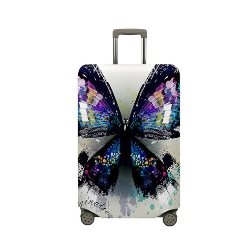 Highdi 3D Schmetterling Kofferhülle, Elastisch Reise Kofferschutzhülle Reisekoffer Koffer Schutzhülle, Kofferhülle Kofferschutzhülle mit Reißverschluss (Lila,XL (29-32 Zoll)) von Highdi