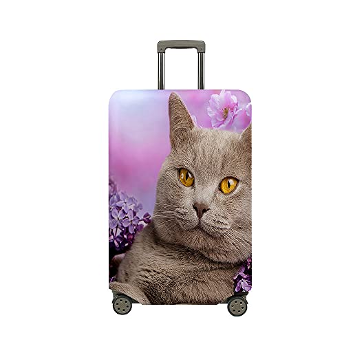 Highdi 3D Süßes Kätzchen Kofferhülle, Elastisch Reise Kofferschutzhülle Reisekoffer Koffer Schutzhülle, Kofferhülle Kofferschutzhülle mit Reißverschluss (violett,M (22-24 Zoll)) von Highdi