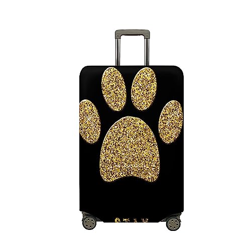 Highdi Hundepfote Gedruckt Kofferhülle, Elastisch Reise Kofferschutzhülle Reisekoffer Koffer Schutzhülle, Kofferhülle Kofferschutzhülle mit Reißverschluss (Gold,M (22-24 Zoll)) von Highdi
