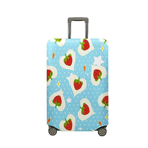 Highdi Kofferhülle, 3D-Erdbeere Elastisch Reise Kofferschutzhülle Reisekoffer Koffer Schutzhülle, Kofferhülle Kofferschutzhülle mit Reißverschluss (hellblau,L (26-28 Zoll)) von Highdi