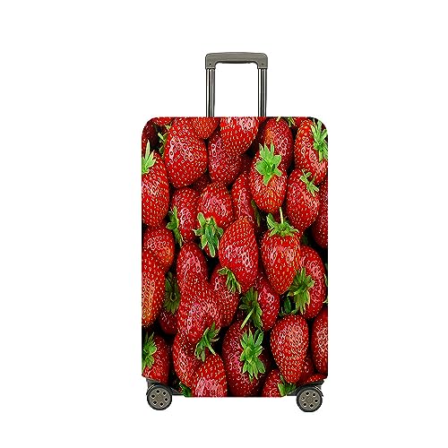 Highdi Kofferhülle, Elastisch Reise Kofferschutzhülle Reisekoffer Koffer Schutzhülle, 3D Obst Kofferhülle Kofferschutzhülle, Waschbar Kratzfest Kofferschutz (Erdbeere,XL (29-32 Zoll)) von Highdi