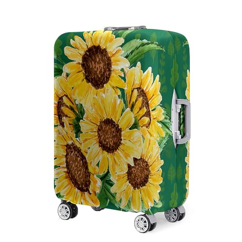 Highdi Kofferschutzhülle, Elastisch Reise Kofferhülle, 3D Sonnenblume Druck Koffer Schutzhülle, Kofferhülle Kofferschutzhülle mit Reißverschluss, Kratzfest Kofferschutz (Grün,XL) von Highdi