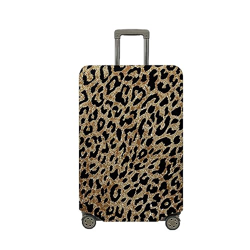 Highdi Leopardenmuster Kofferschutzhülle, 3D Elastisch Kofferhülle, Staubdichte Reisekoffer Hülle, Waschbar Koffer Schutzhülle, Kofferhülle mit Reißverschluss (braun,S (18-20 Zoll)) von Highdi