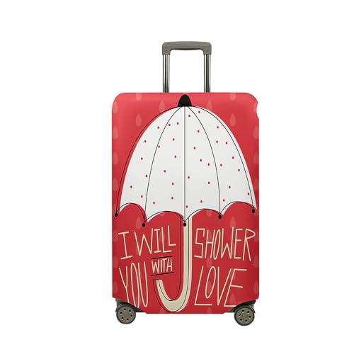 Highdi Regenschirmdruck Kofferhülle, Elastisch Reise Kofferschutzhülle Reisekoffer Koffer Schutzhülle, Kofferhülle Kofferschutzhülle mit Reißverschluss (Rot,L (26-28 Zoll)) von Highdi
